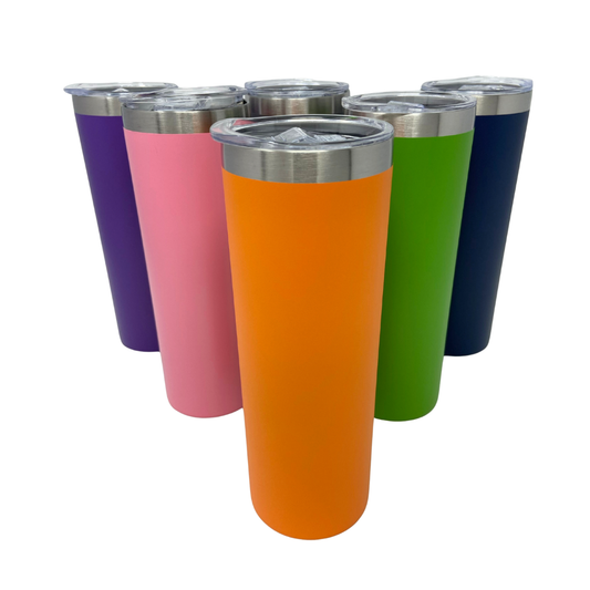 Stainless Steel Tumbler 20oz Skinny Bundle - Orange, Green, Pink, Purple, Navy, Grey - 25pc